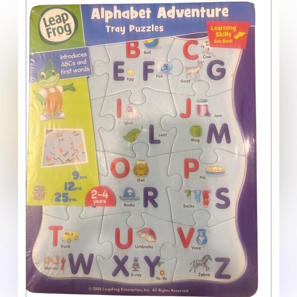 Leapfrog Learning Tray Puzzle Letters set of 3 NWT